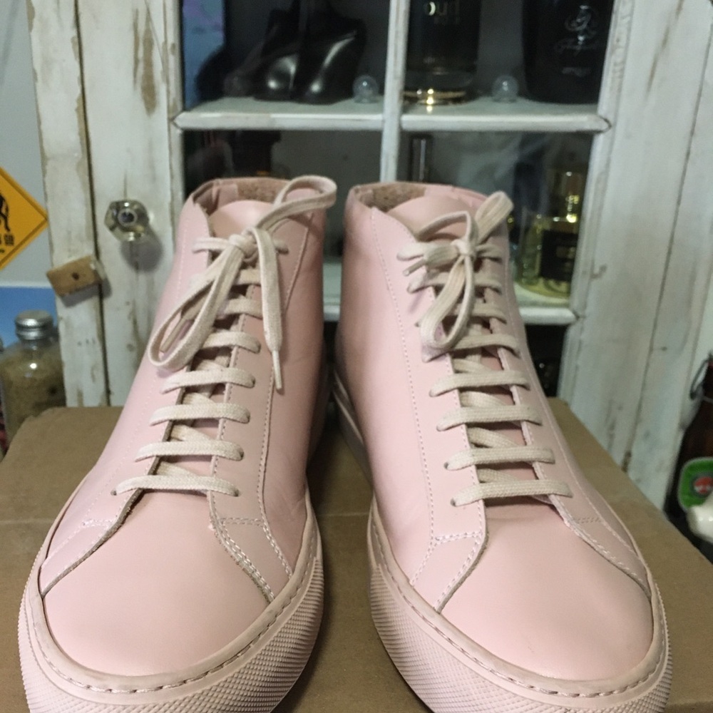Common Projects Achilles Pink High-Top Sneakers Made In Italy